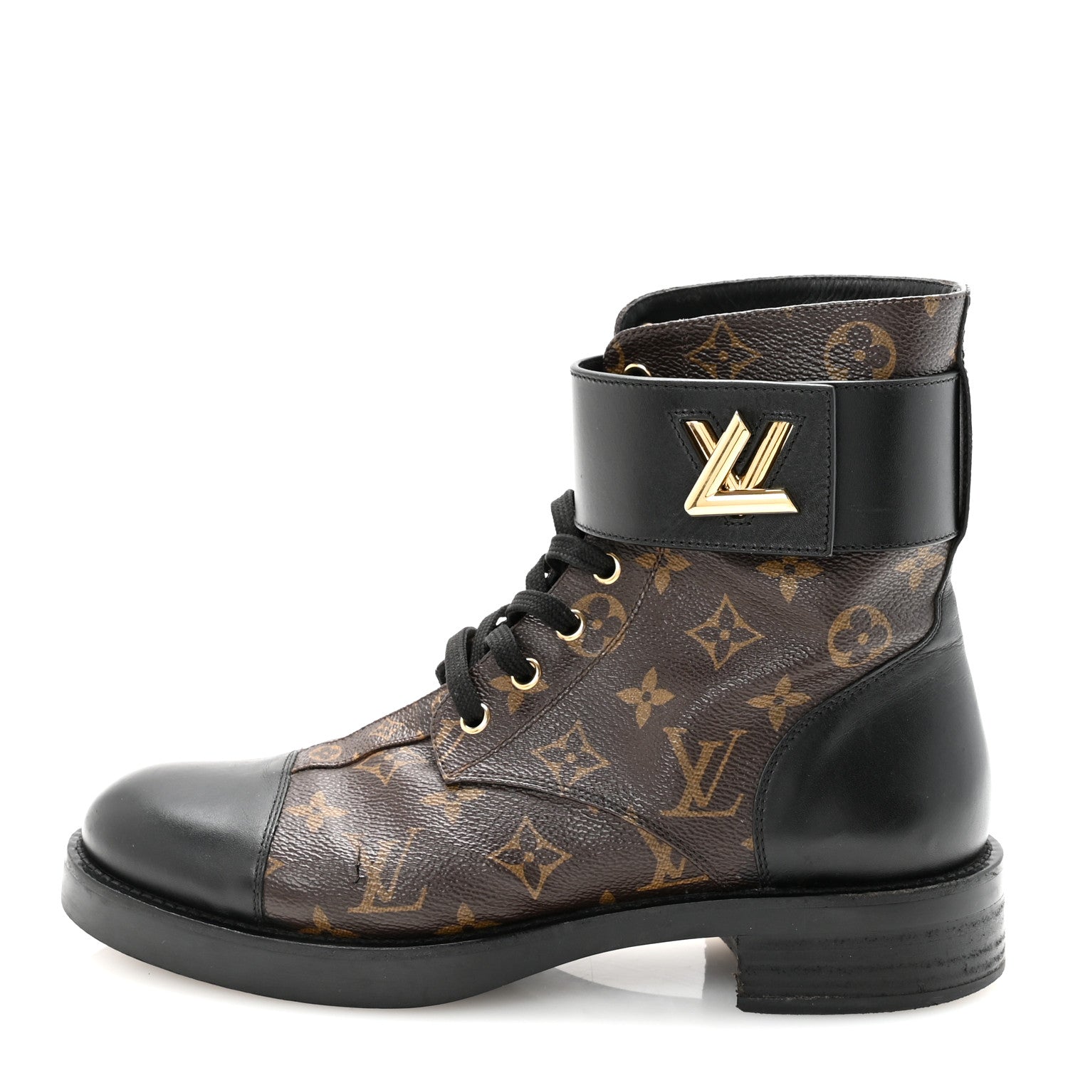 Louis Vuitton Calfskin Monogram Wonderland Flat Ranger Boots 40 Black 1 of 8
