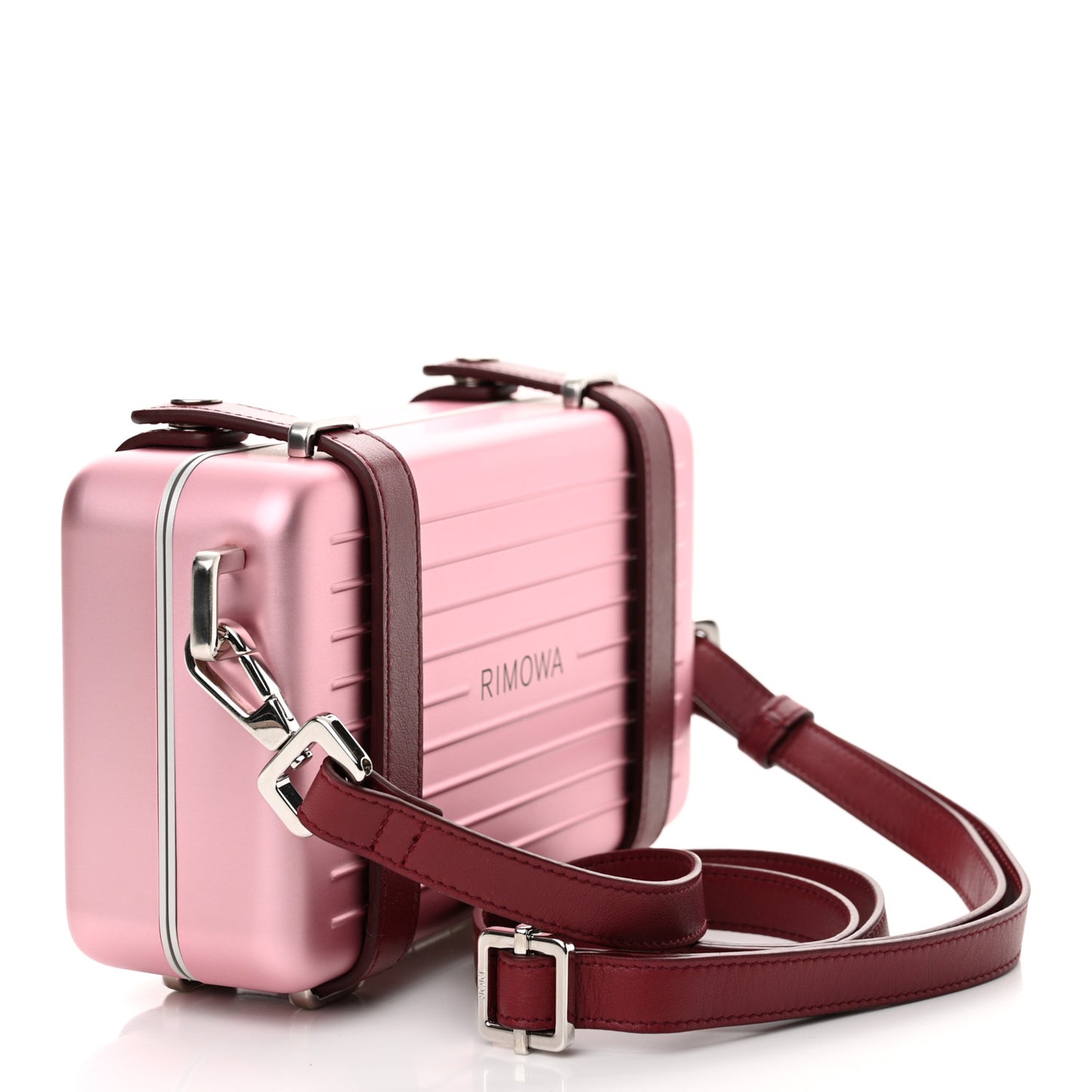 X RIMOWA Aluminum Personal Clutch On Strap Rose