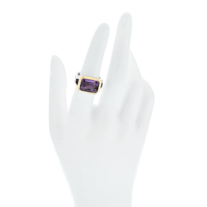 David Yurman Sterling Silver 18K Yellow Gold Amethyst Iolite Three Stone Novella Ring 52 6 2 of 6