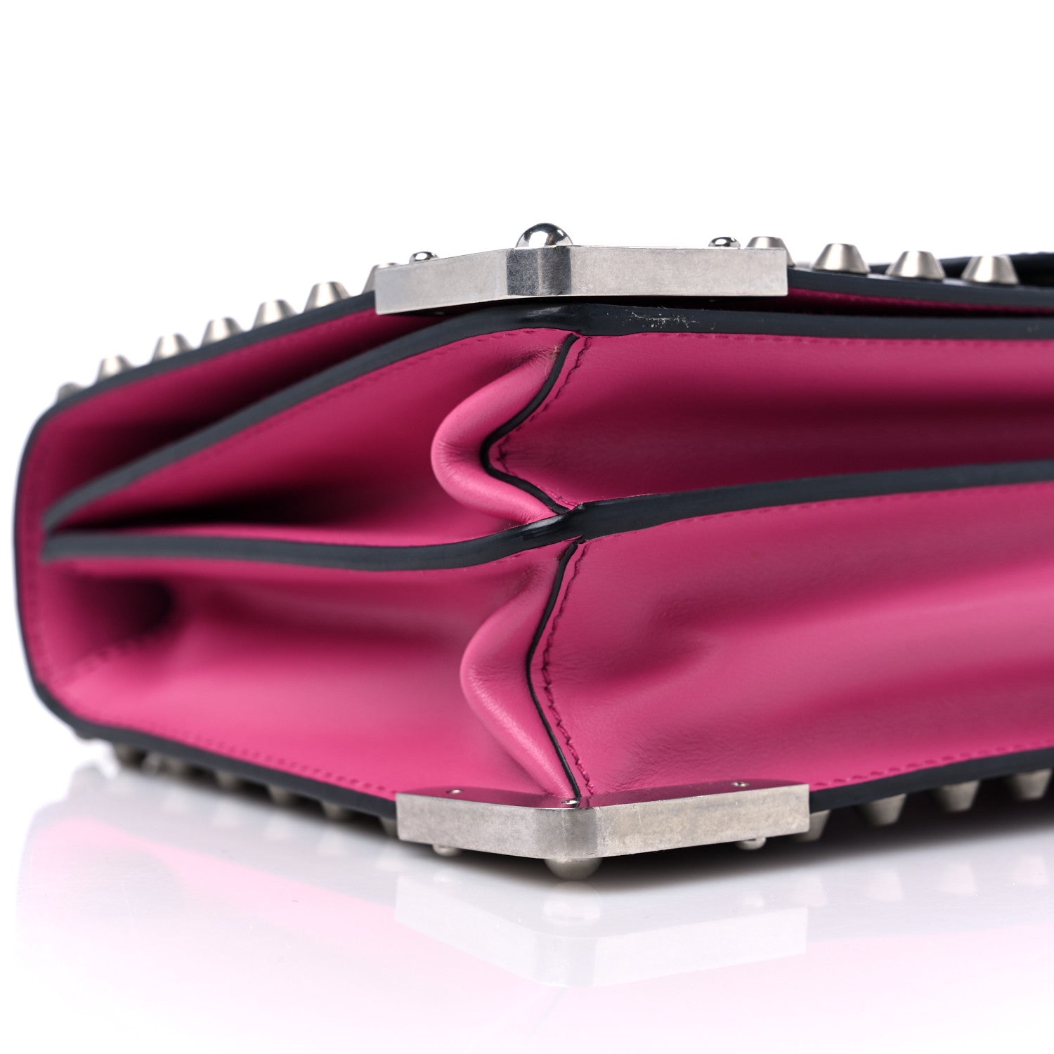 Prada City Calf Saffiano Studded Cahier Bag Fuxia Black 7 of 10