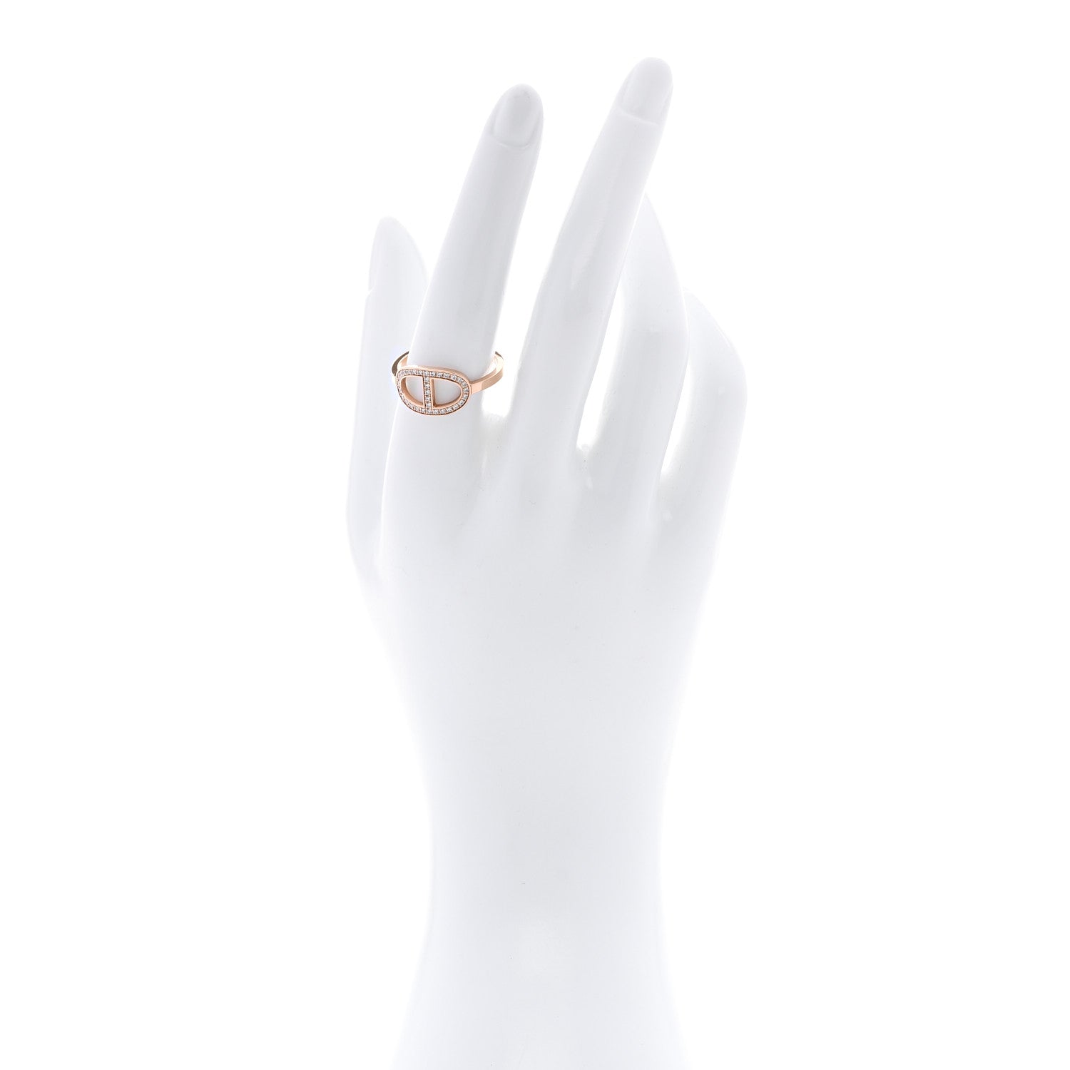 Hermes 18K Rose Gold Diamond MM Chaine d'Ancre Contour Ring 59 8.75 2 of 6