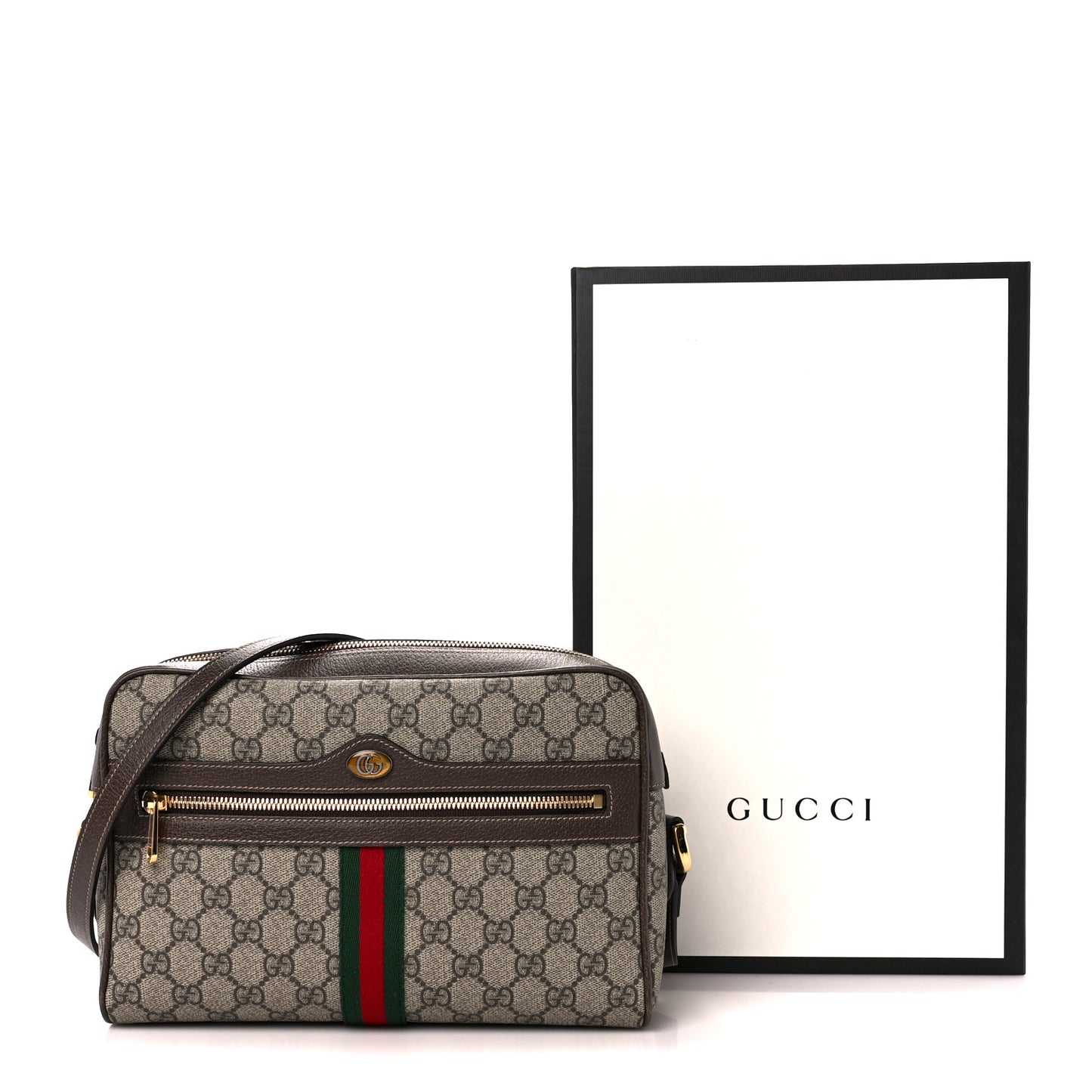 GG Supreme Monogram Web Small Ophidia Shoulder Bag Brown