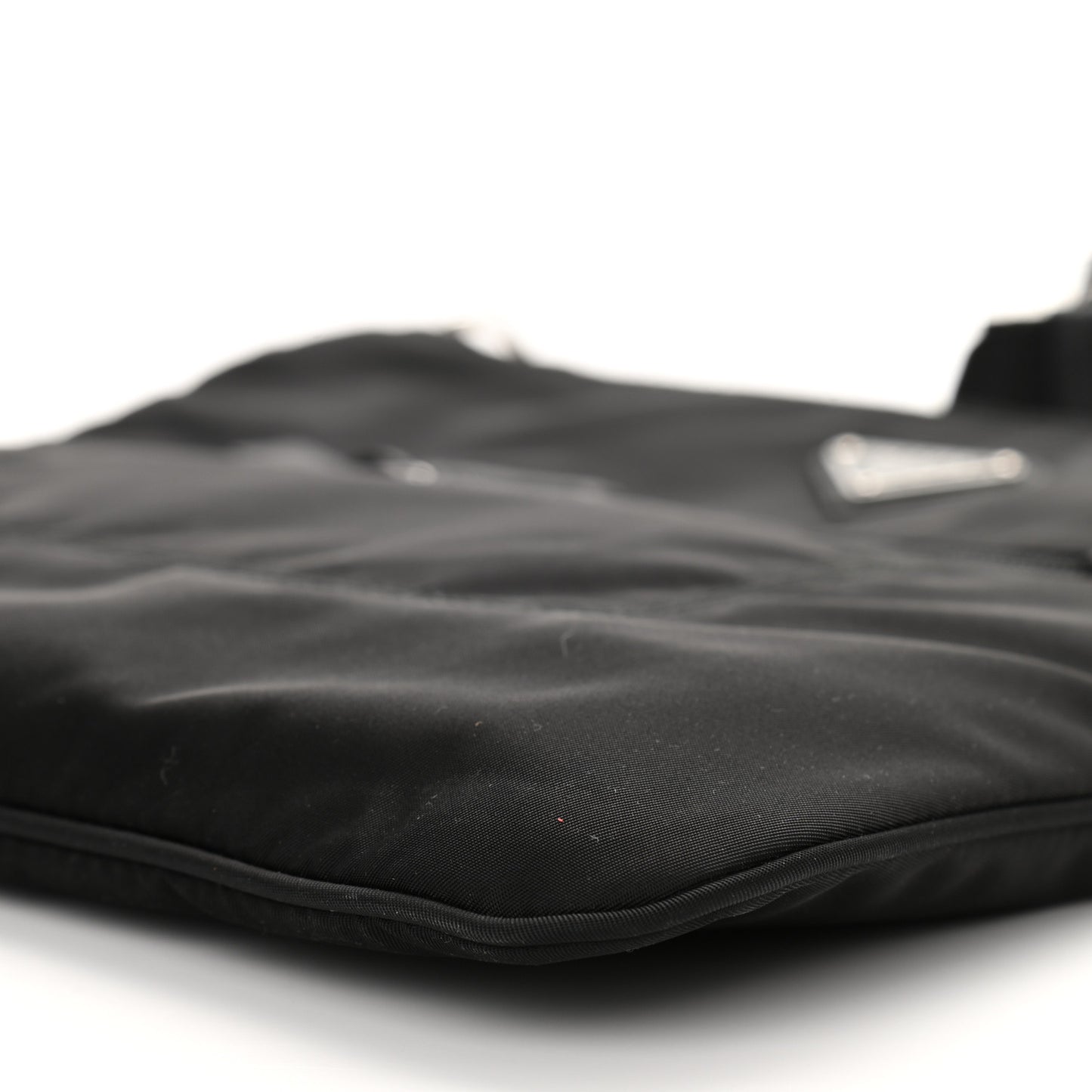 Tessuto Nylon Saffiano Flat Messenger Bag Black