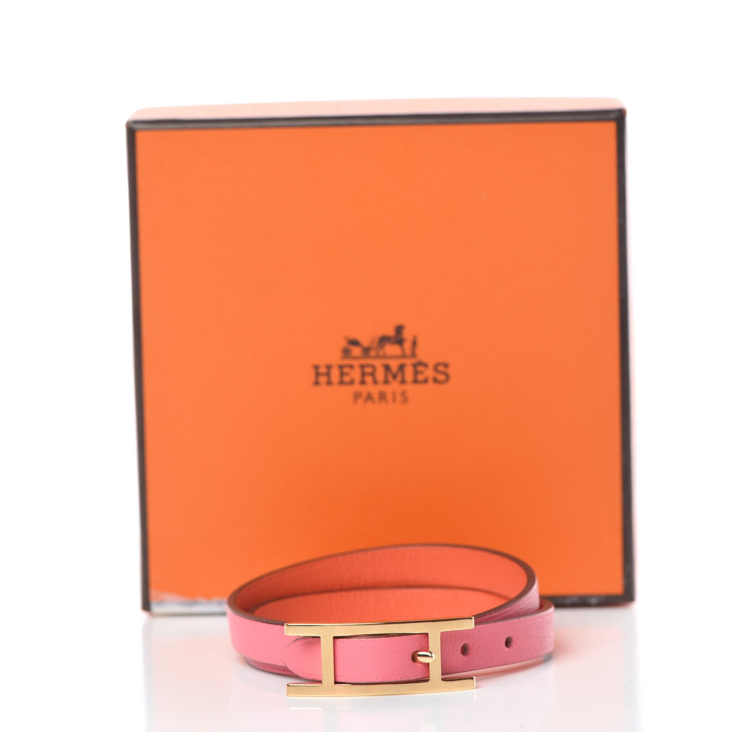 Hermes Swift Behapi Double Tour Reversible Bracelet XS Rose Lipstick Orange Poppy 7 of 7