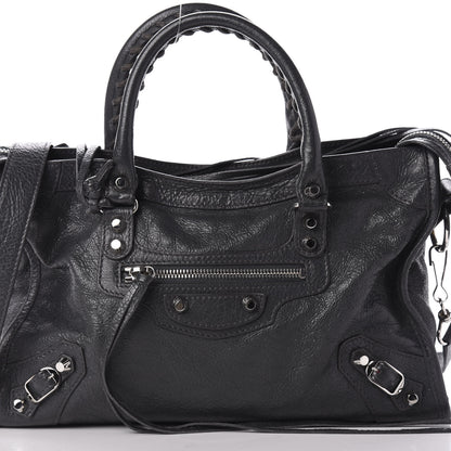 Balenciaga Agneau Classic Silver Hardware S City Black Gris Fossile 12 of 12