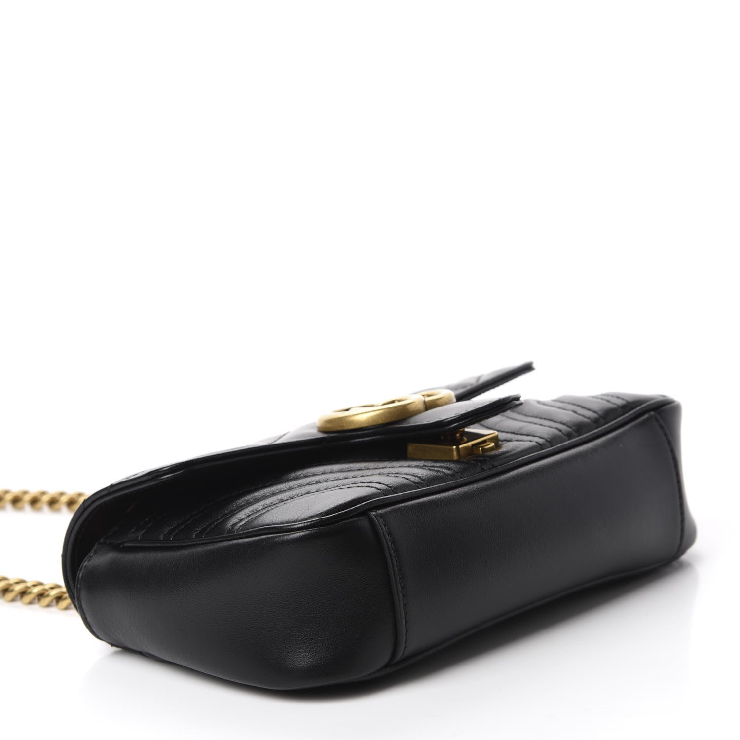 Gucci Calfskin Matelasse Mini GG Marmont Shoulder Bag Black 4 of 10