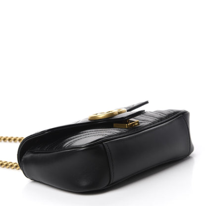 Gucci Calfskin Matelasse Mini GG Marmont Shoulder Bag Black 4 of 10