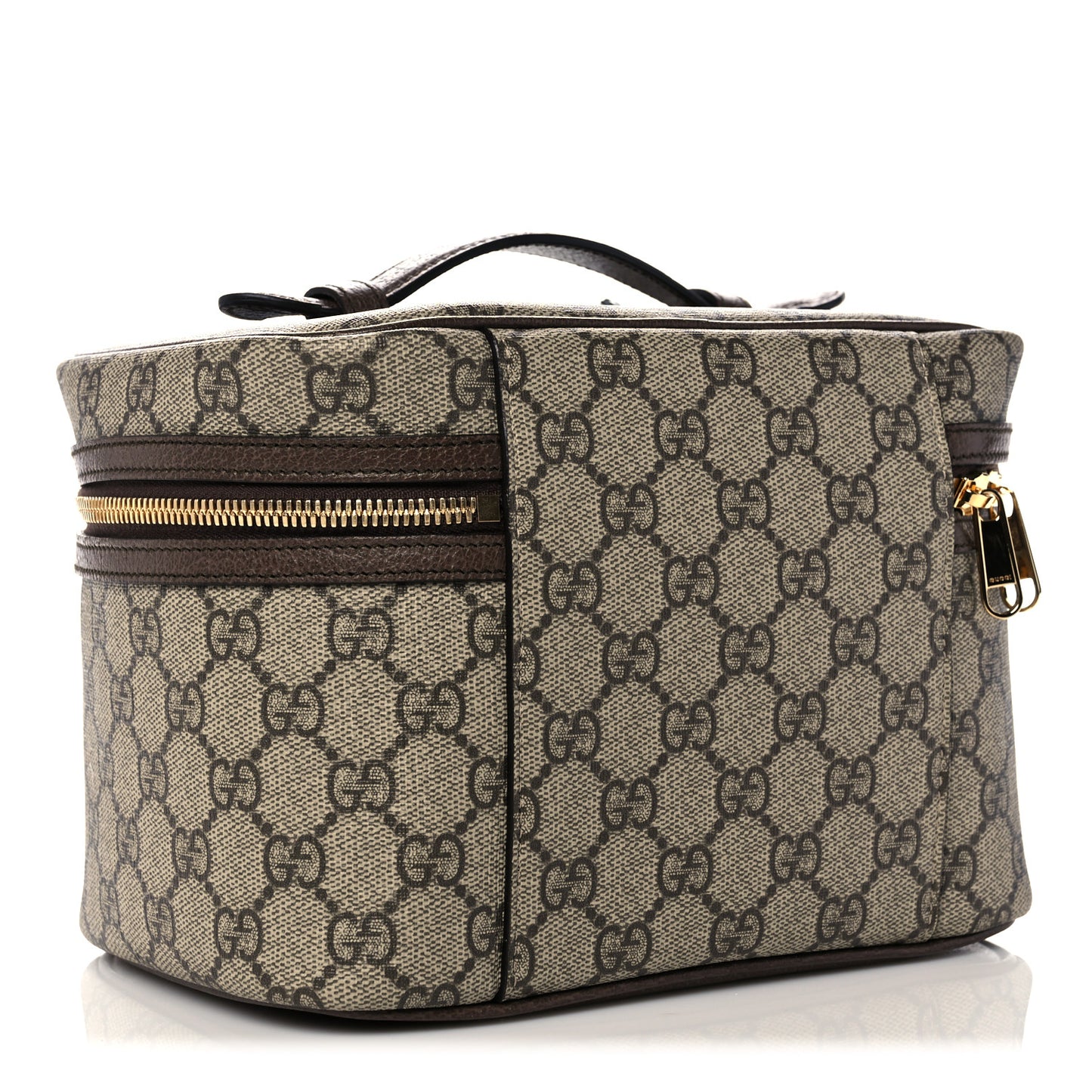 GG Supreme Monogram Textured Calfskin Web Small Ophidia Vanity Cosmetic Case Beige Ebony New Acero