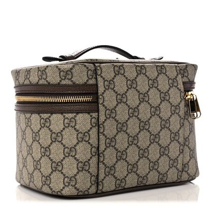 Gucci GG Supreme Monogram Textured Calfskin Web Small Ophidia Vanity Cosmetic Case Beige Ebony New Acero 3 of 12