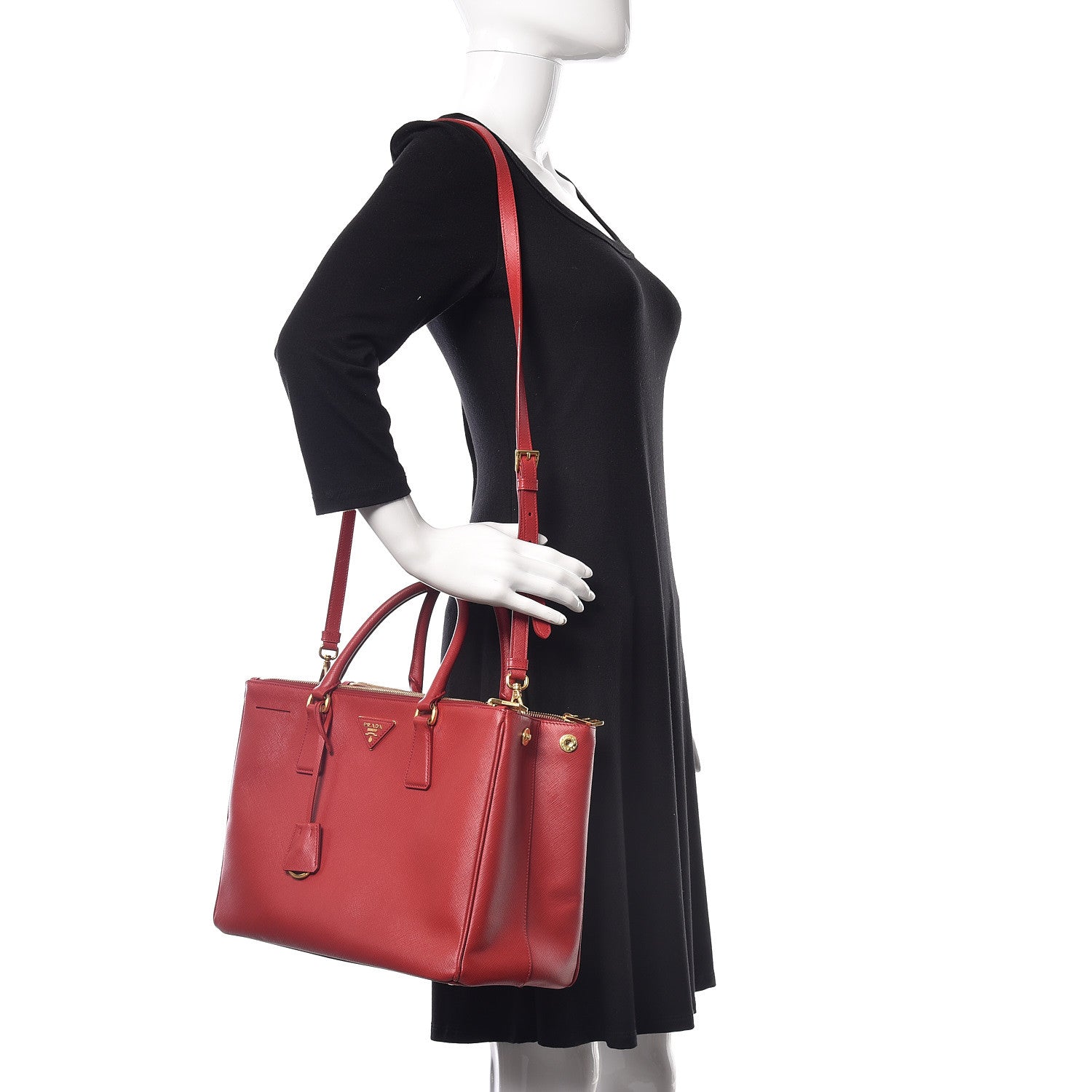 Prada Saffiano Medium Galleria Double Zip Tote Fuoco 2 of 16