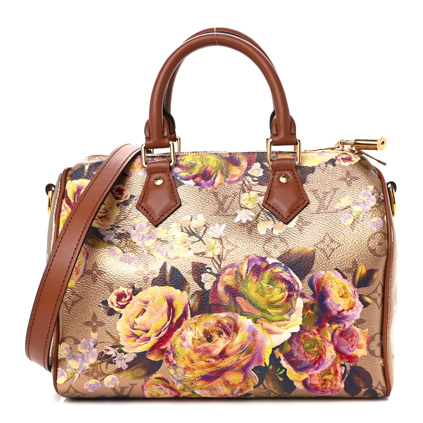 Metallic Monogram LV Garden Speedy Bandouliere 25 Gold