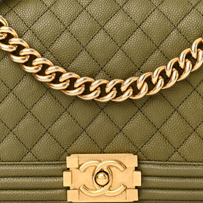 Chanel Caviar Quilted Medium Boy Flap Khaki 8 of 10