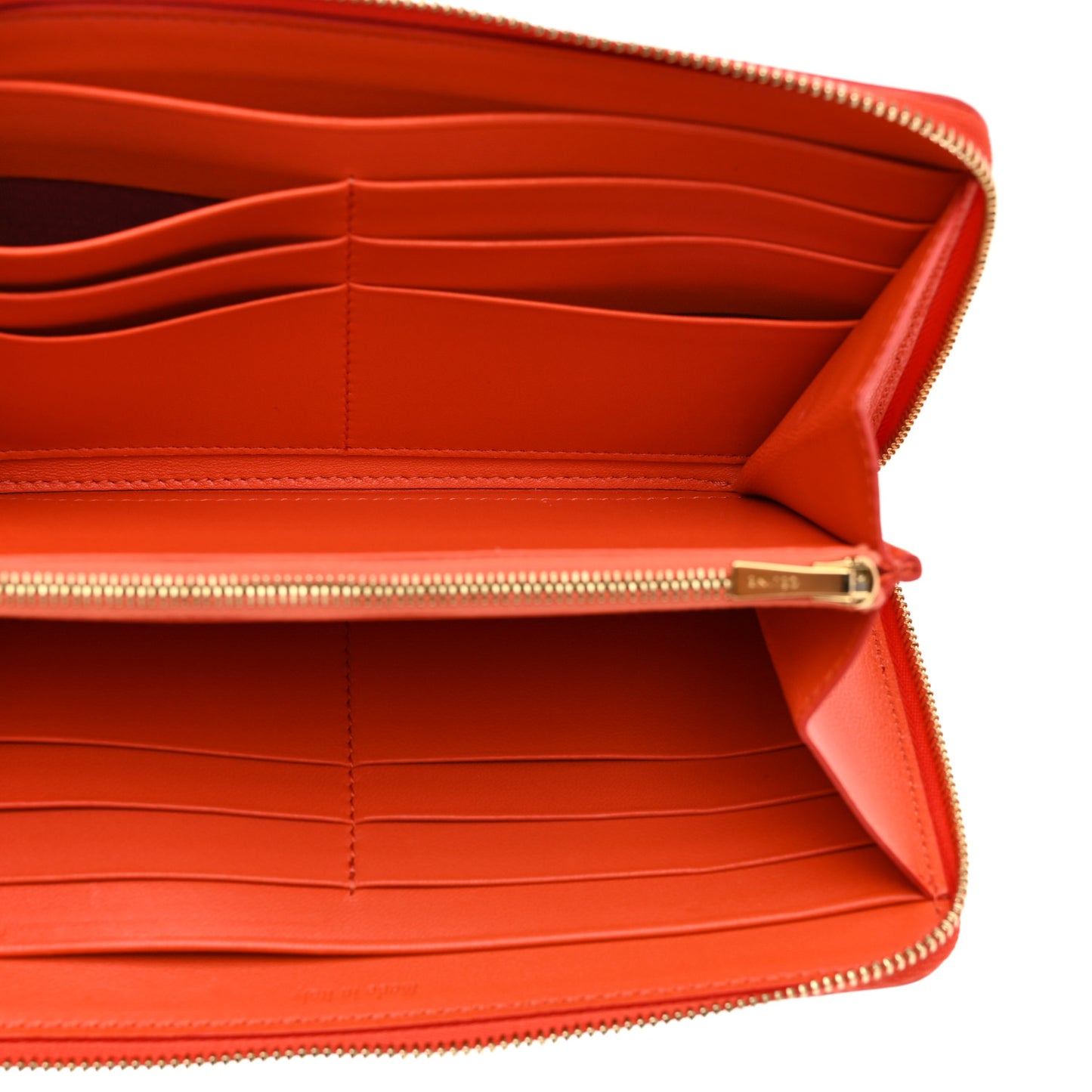 Lambskin Large Zip Around Multifunction Wallet Red Orange