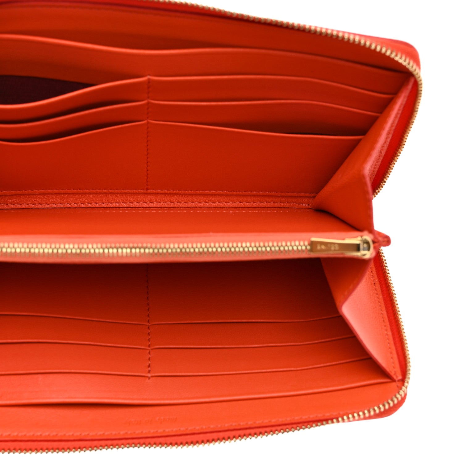 Celine Lambskin Large Zip Around Multifunction Wallet Red Orange 5 of 9