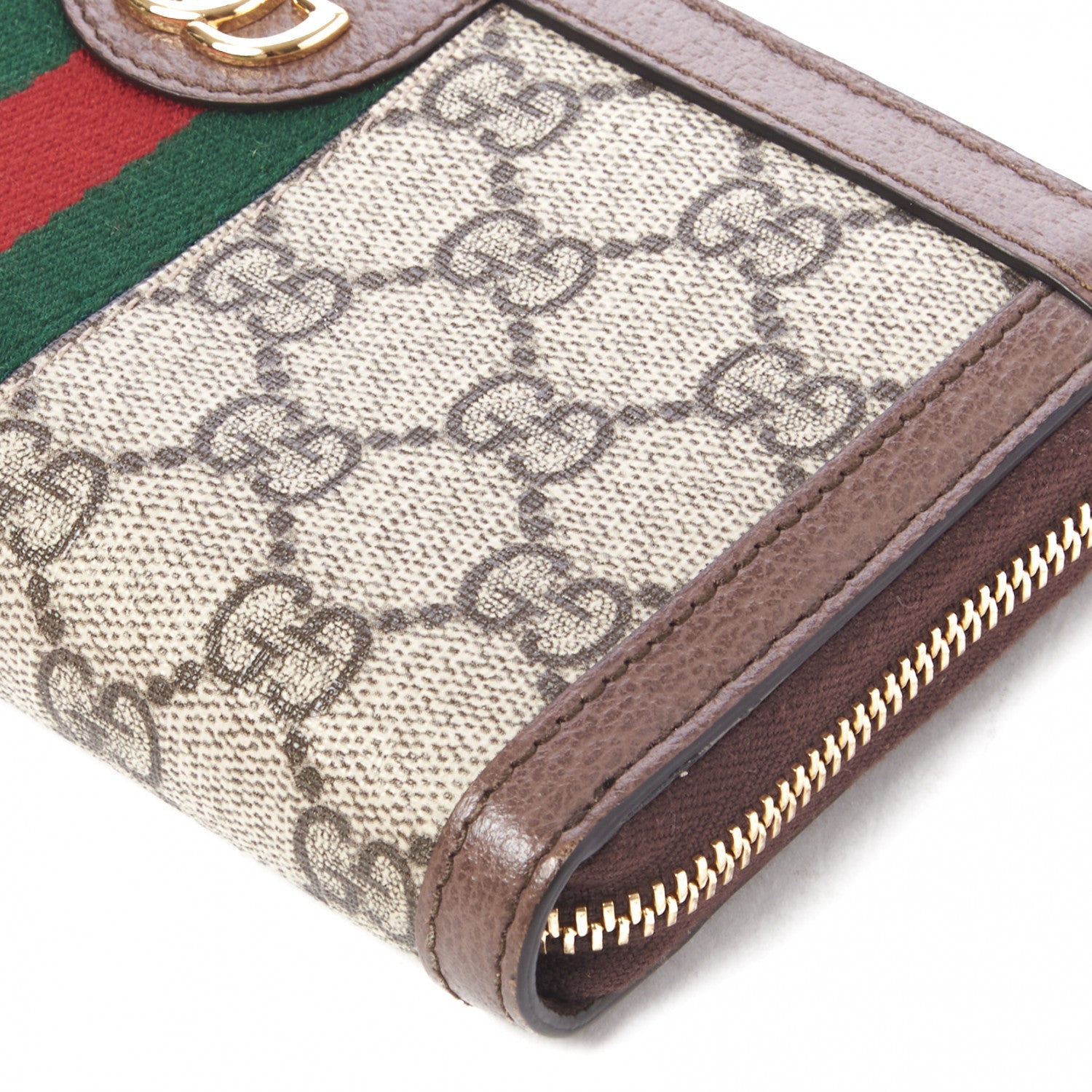 Gucci GG Supreme Monogram Web Ophidia Zip Around Wallet Brown 5 of 10