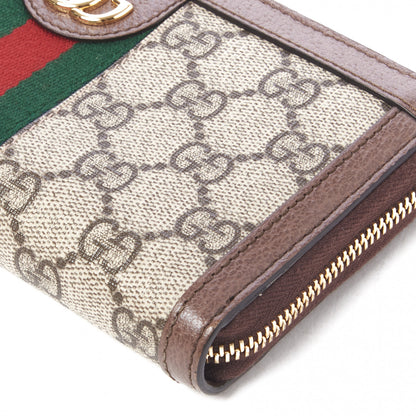Gucci GG Supreme Monogram Web Ophidia Zip Around Wallet Brown 5 of 10