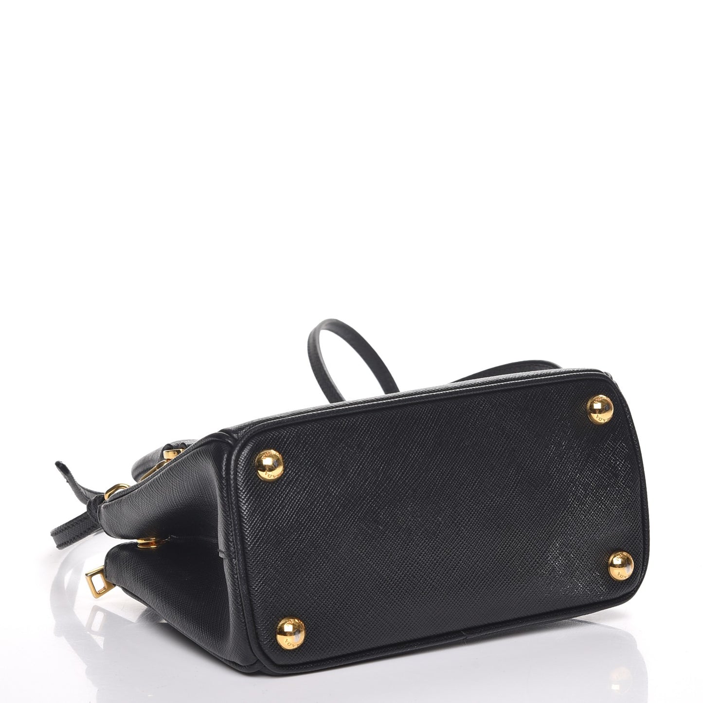 Saffiano Lux Mini Galleria Double Zip Tote Black