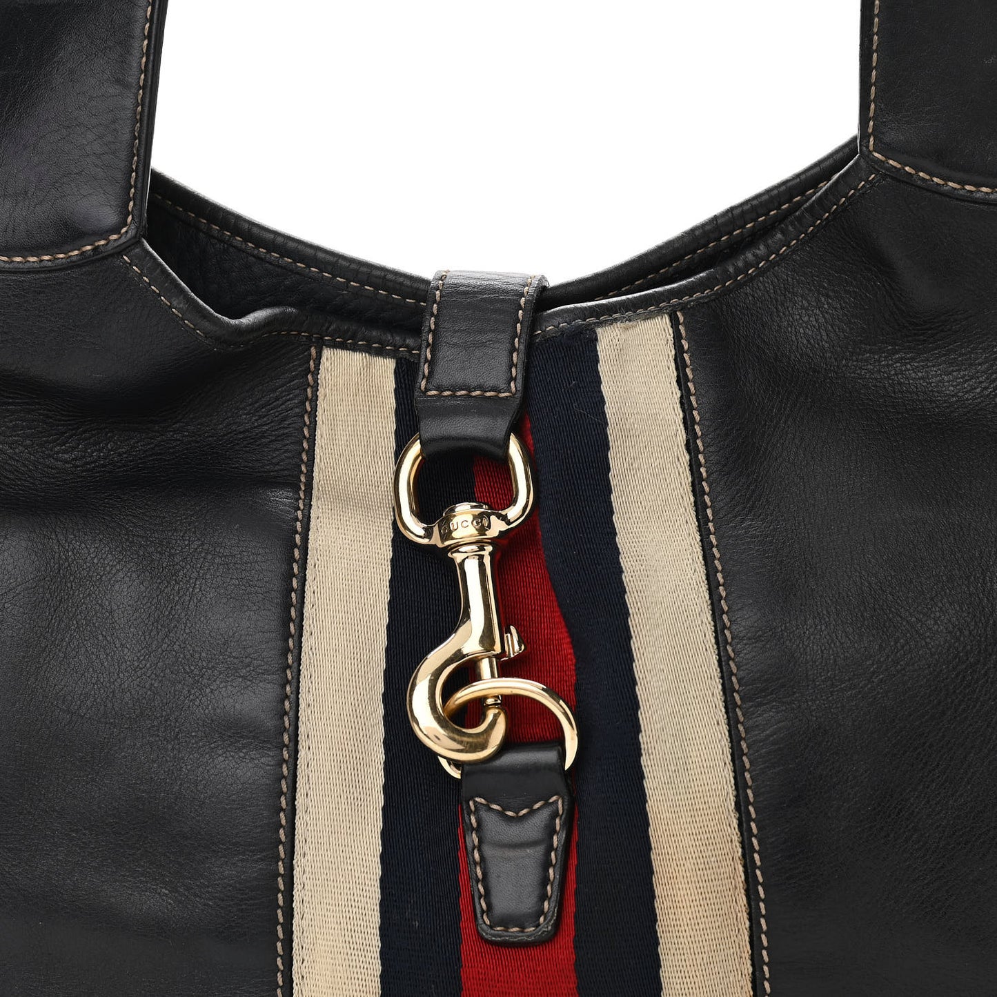 Calfskin Web Medium Jackie O Bouvier Hobo Navy