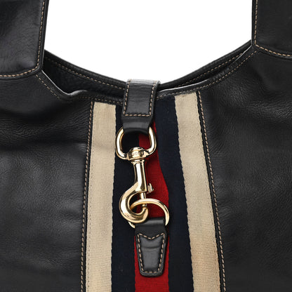 Gucci Calfskin Web Medium Jackie O Bouvier Hobo Navy 8 of 11