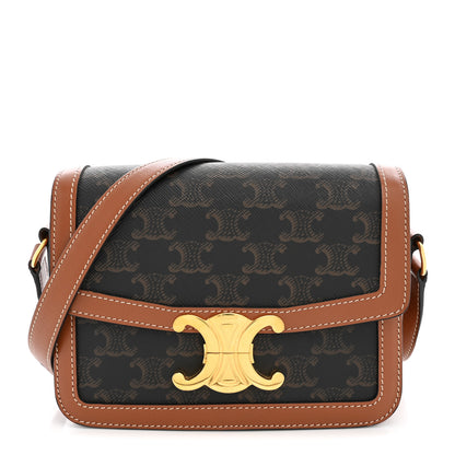 Celine Calfskin Triomphe Canvas Teen Triomphe Bag Tan 1 of 12