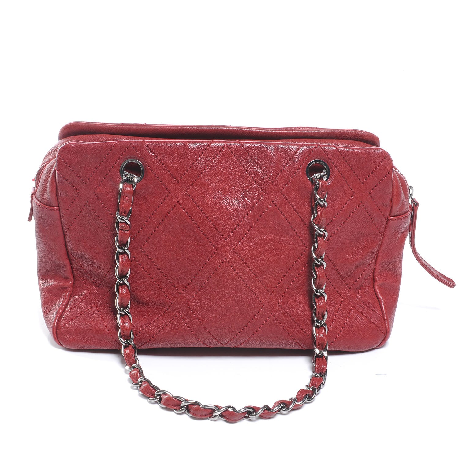 Chanel Caviar Small Diamond Stitch Tote Red 3 of 7