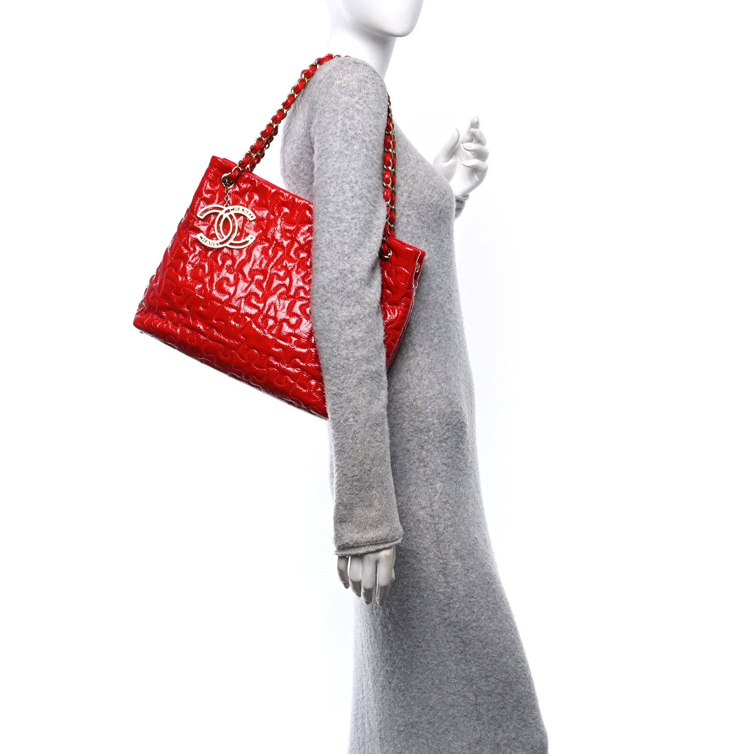 Chanel Crackled Patent Calfskin Puzzle Tote Red 2 of 10