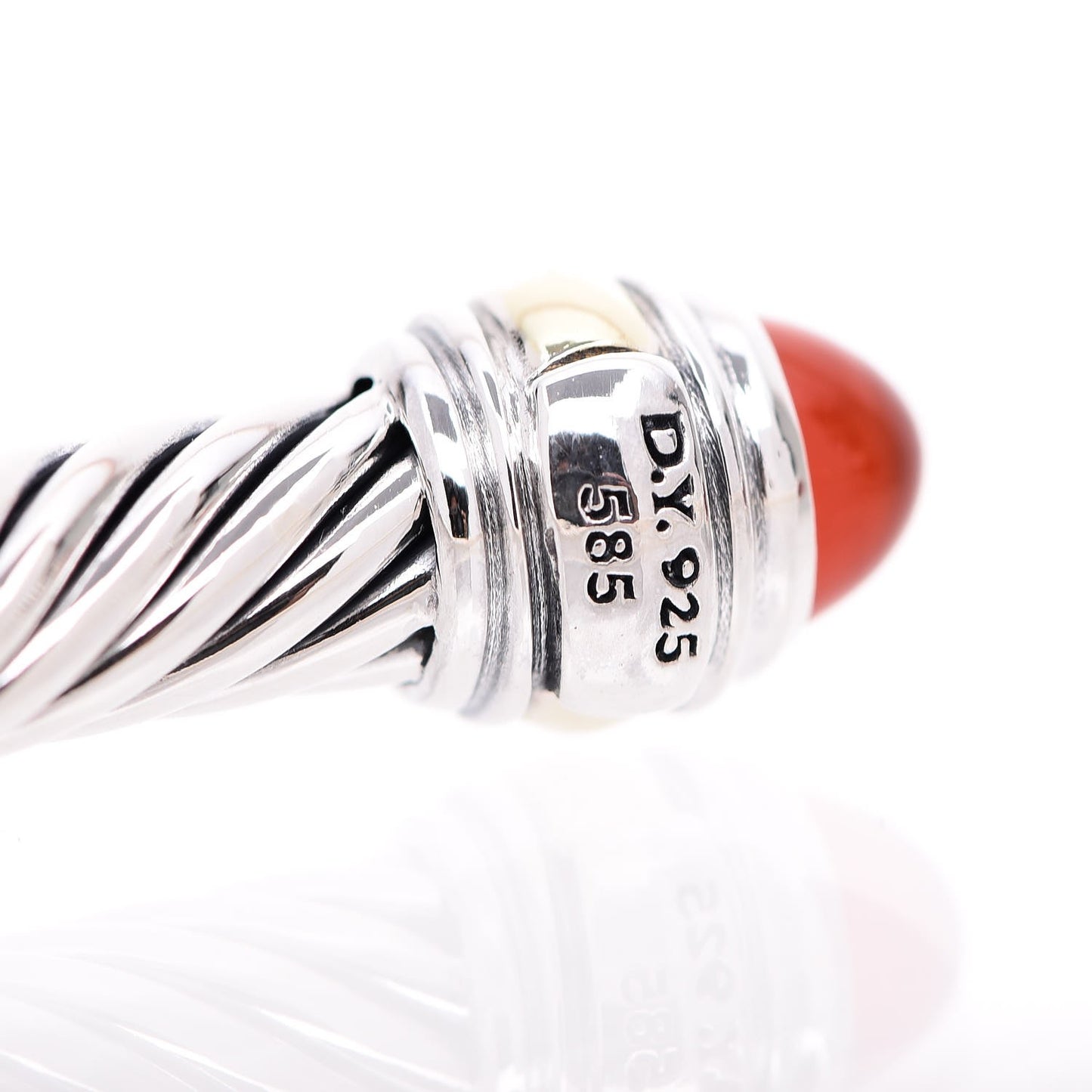 Sterling Silver 14K Yellow Gold Carnelian 5mm Cable Classics Bracelet