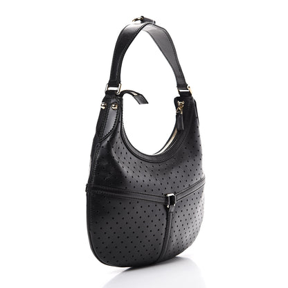 Gucci Perforated Calfskin Reins Hobo Black 2 of 13