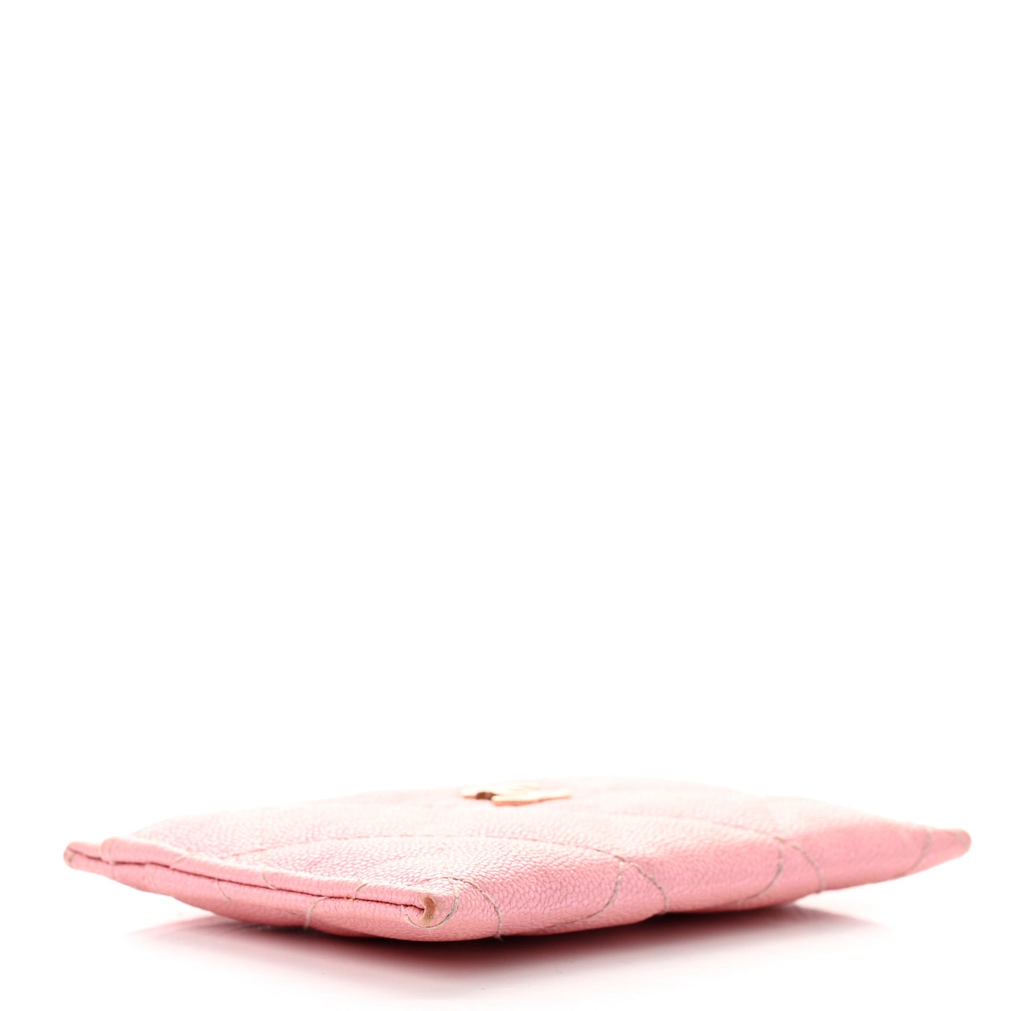 Iridescent Caviar Quilted Card Holder Rose Pink