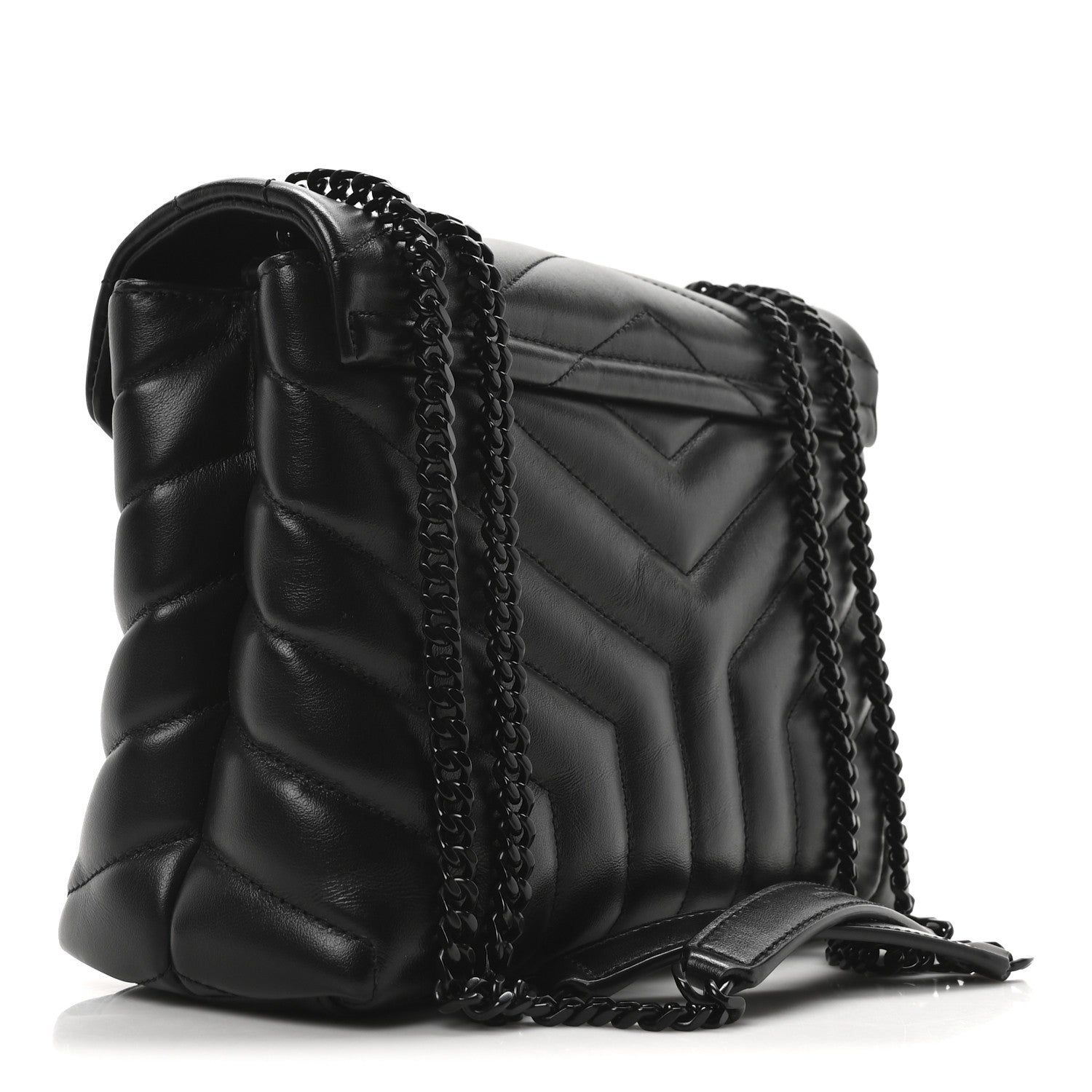 Saint Laurent Calfskin Y Quilted Monogram Monochrome Small Loulou Chain Satchel Black 3 of 11