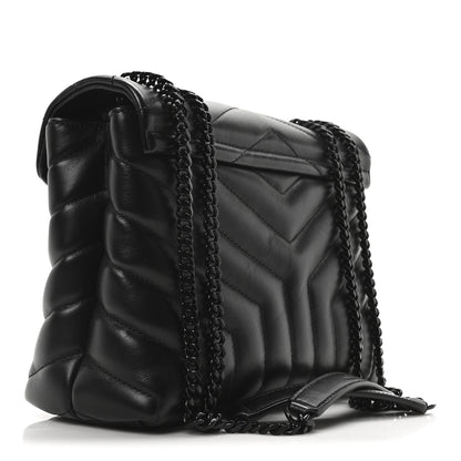 Saint Laurent Calfskin Y Quilted Monogram Monochrome Small Loulou Chain Satchel Black 3 of 11