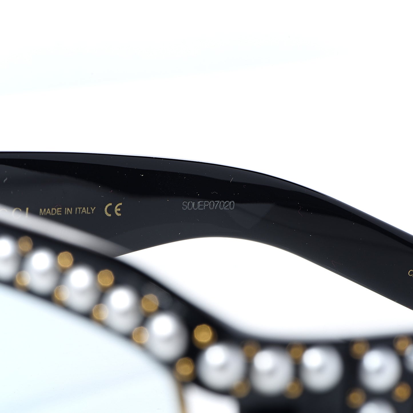 Acetate Pearl Rectangular Frame Sunglasses GG0234S Black