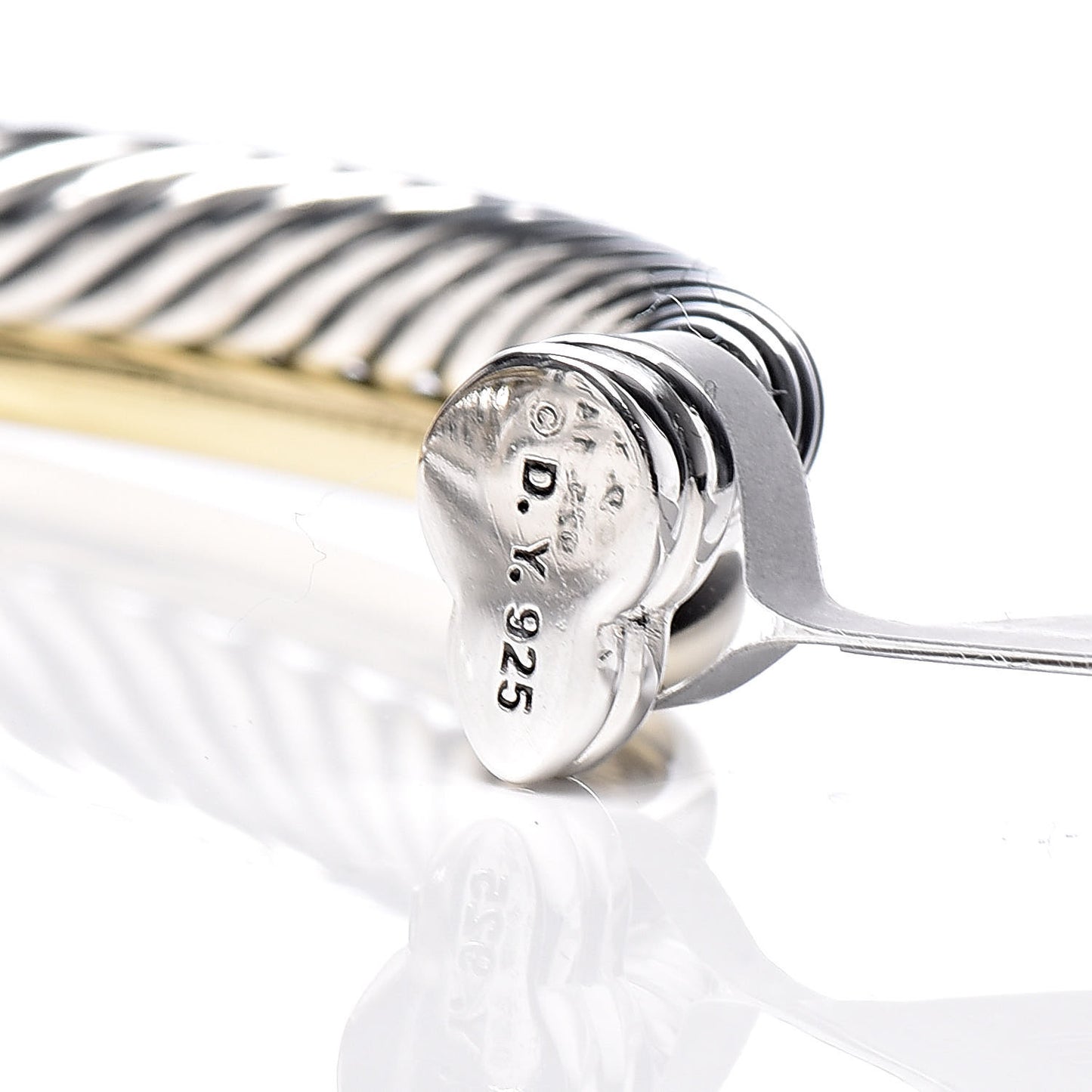 Sterling Silver 18K Yellow Gold 5mm Crossover Cuff
