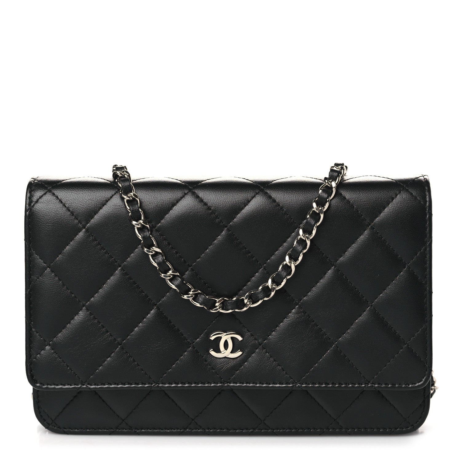 Chanel Lambskin Quilted Wallet On Chain WOC Black 1 of 12