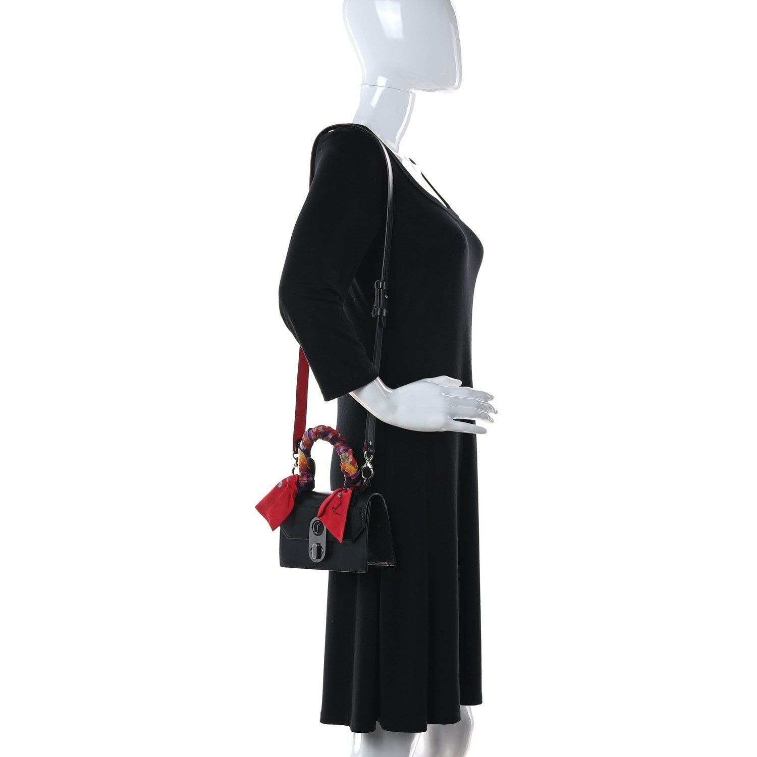 Christian Louboutin Grained Calfskin Mini Elisa Top Handle Bag Black 2 of 16