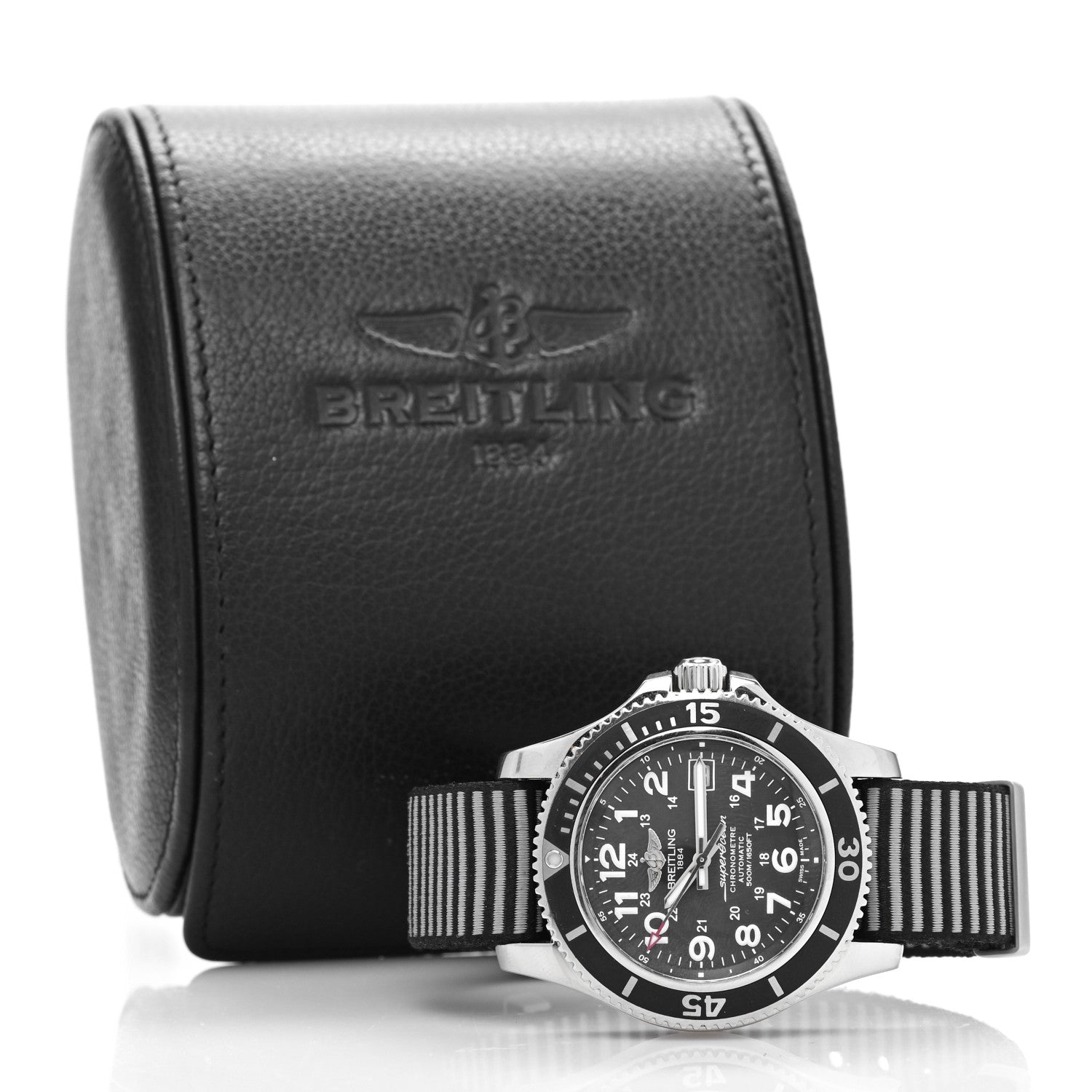 Breitling Stainless Steel Fabric 42mm Super Ocean Chronometer Automatic Watch Black A17365 5 of 5