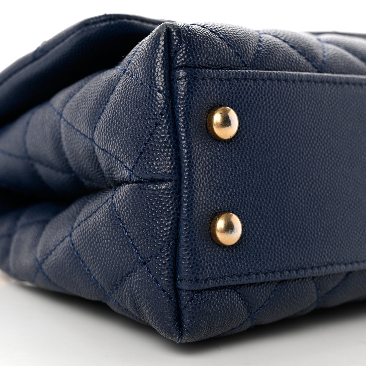 Chanel Caviar Quilted Lizard Embossed Mini Coco Handle Flap Navy Blue 10 of 11