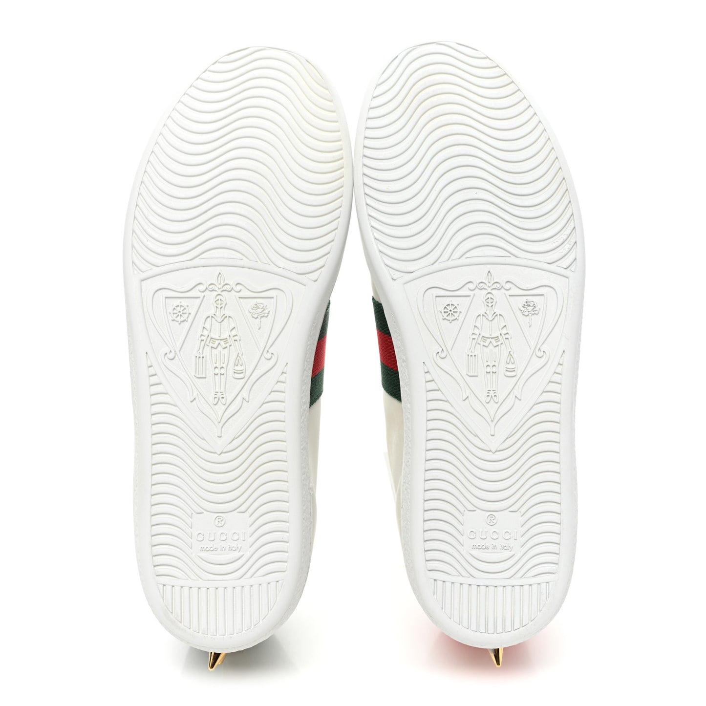 Calfskin Web Pearl Studded Womens Ace Sneakers 37.5 White