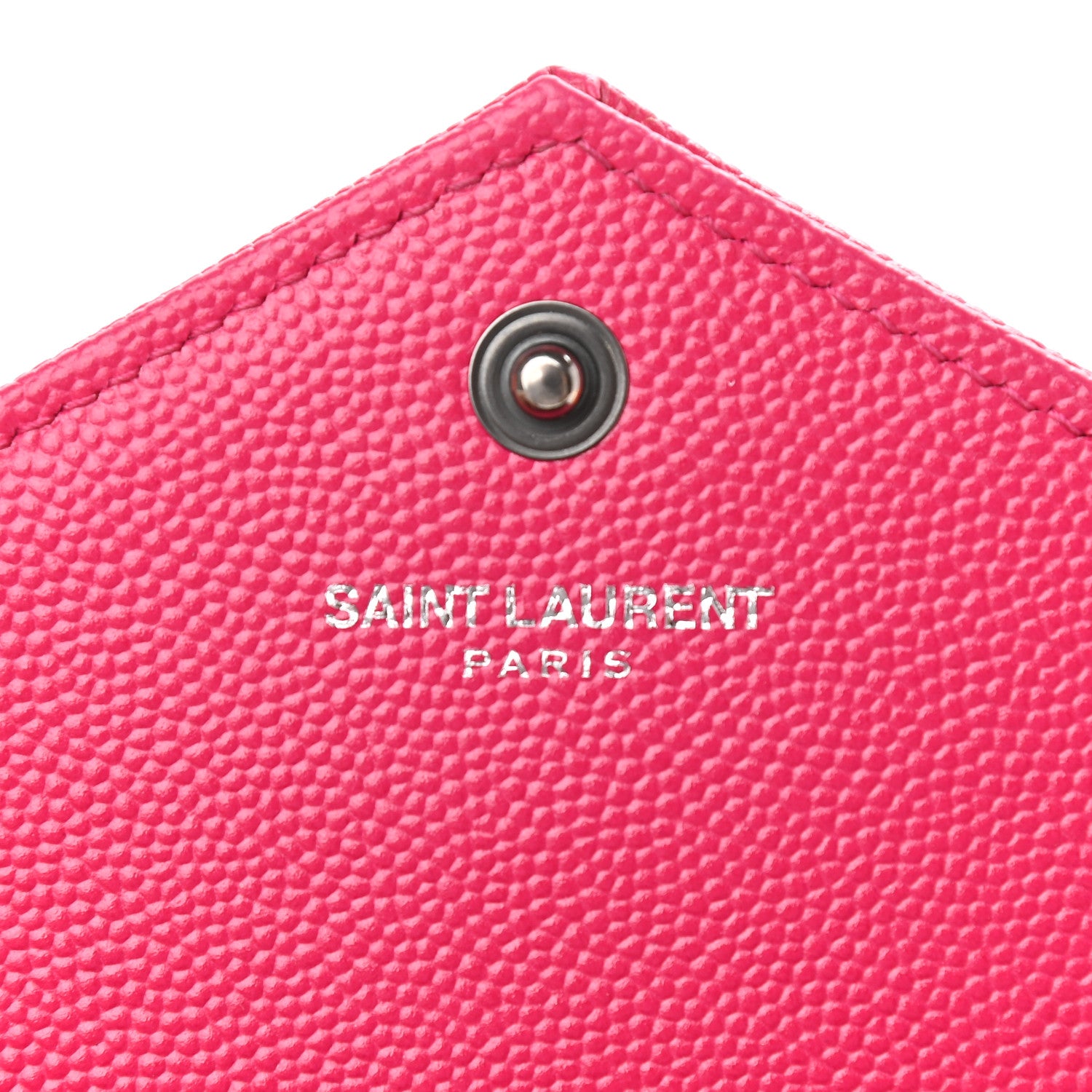 Saint Laurent Grain De Poudre Matelasse Chevron Monogram Envelope Chain Wallet Bubblegum 5 of 10
