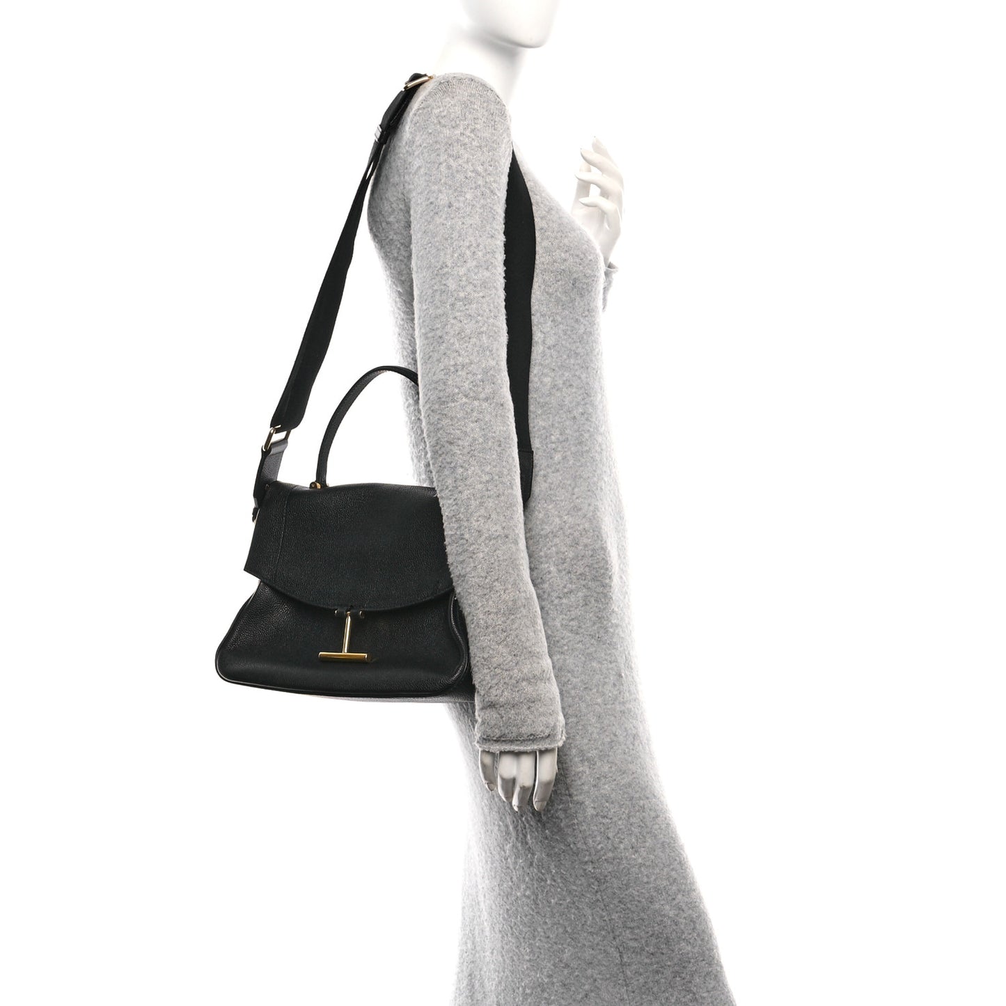 Calfskin Tara Top Handle Bag Black