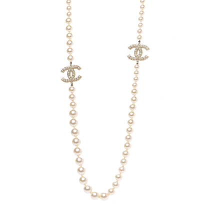 Chanel Graduated Pearl CC Long Necklace Light Gold 1 of 5