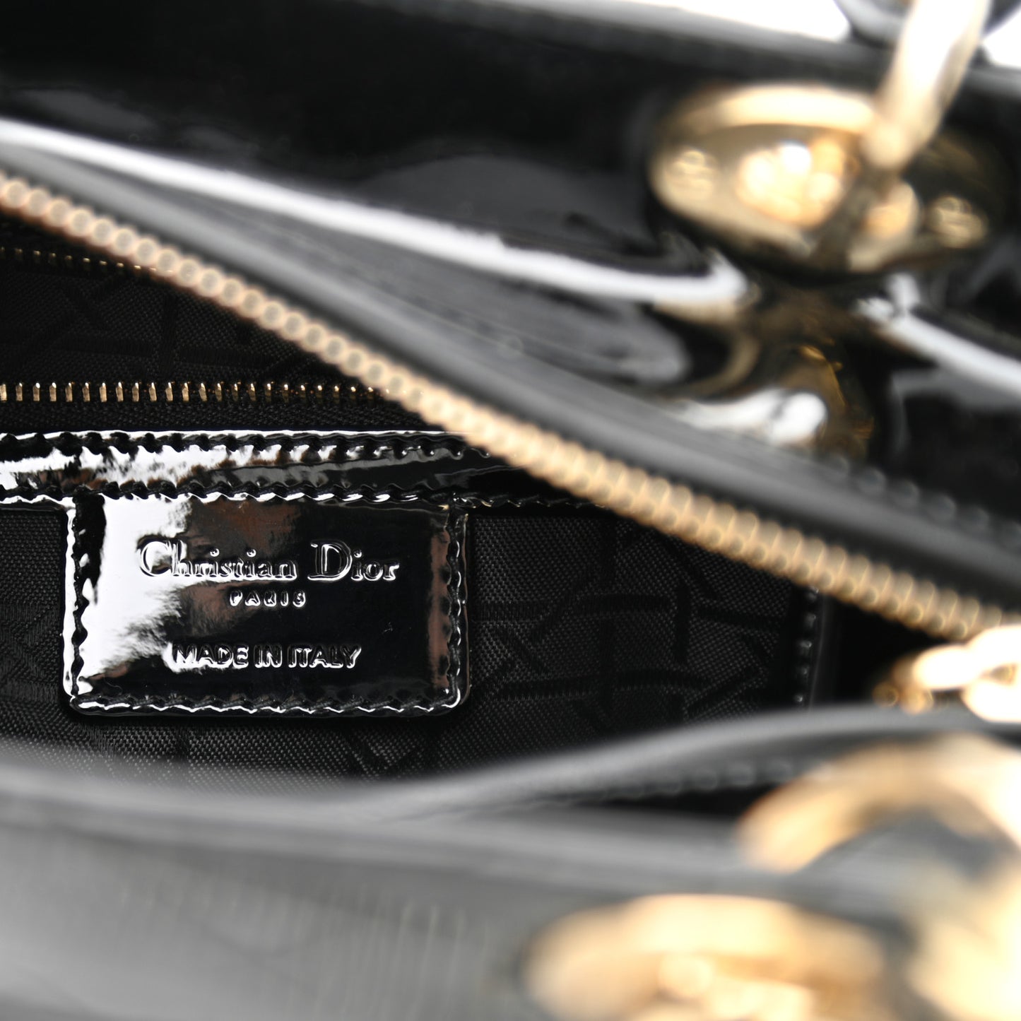 Patent Cannage Small Lady Dior Black