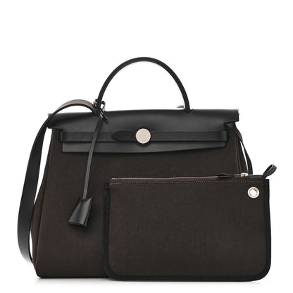 Hermes Military Toile Vache Hunter Herbag Zip Retourne 31 PM Black Ebene 1 of 14