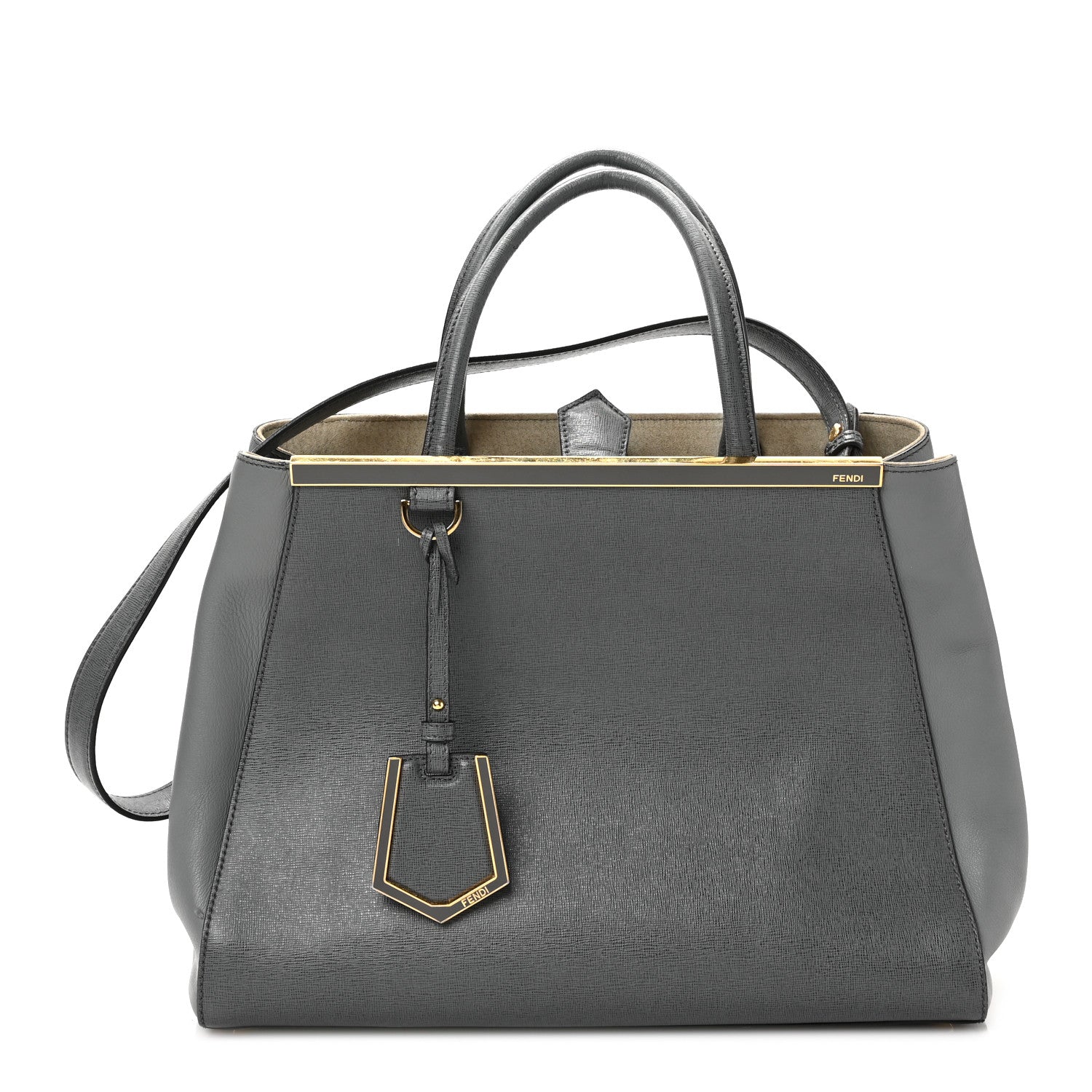 Fendi Vitello Elite Flamingo Regular 2Jours Tote Grigio Grigio Chiaro 1 of 8