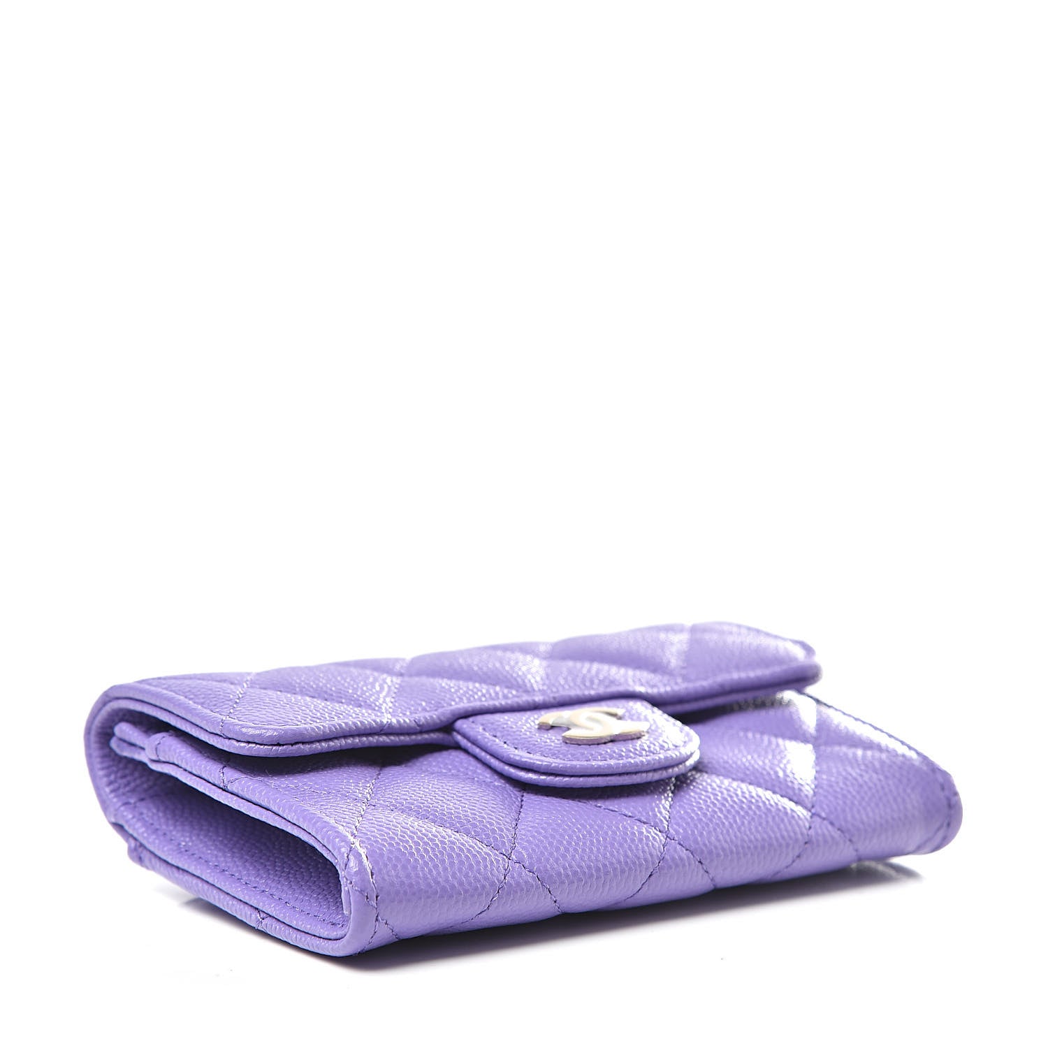Chanel Caviar Quilted Flap Card Holder Wallet Purple 4 of 9