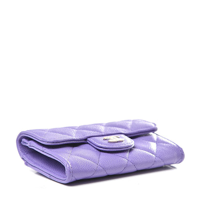 Chanel Caviar Quilted Flap Card Holder Wallet Purple 4 of 9