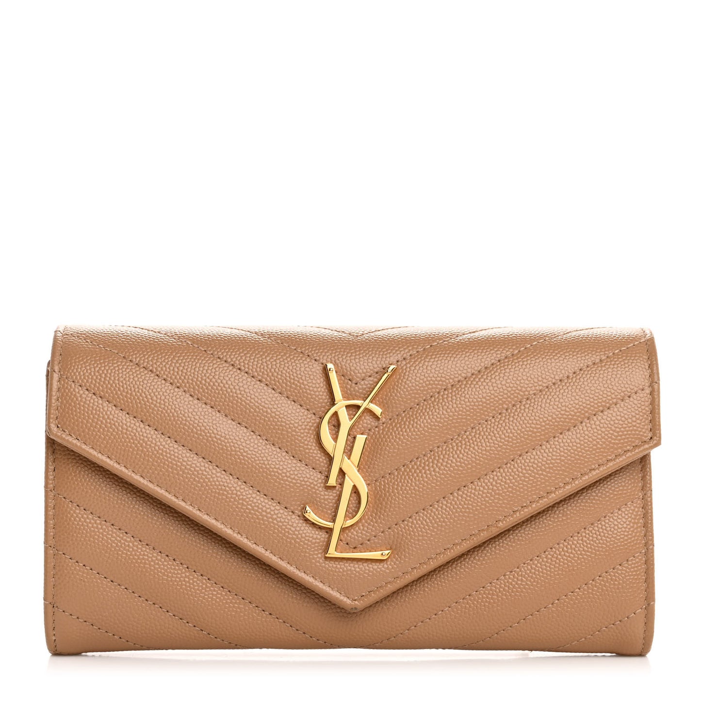 Grain De Poudre Matelasse Chevron Monogram Flap Wallet Cork