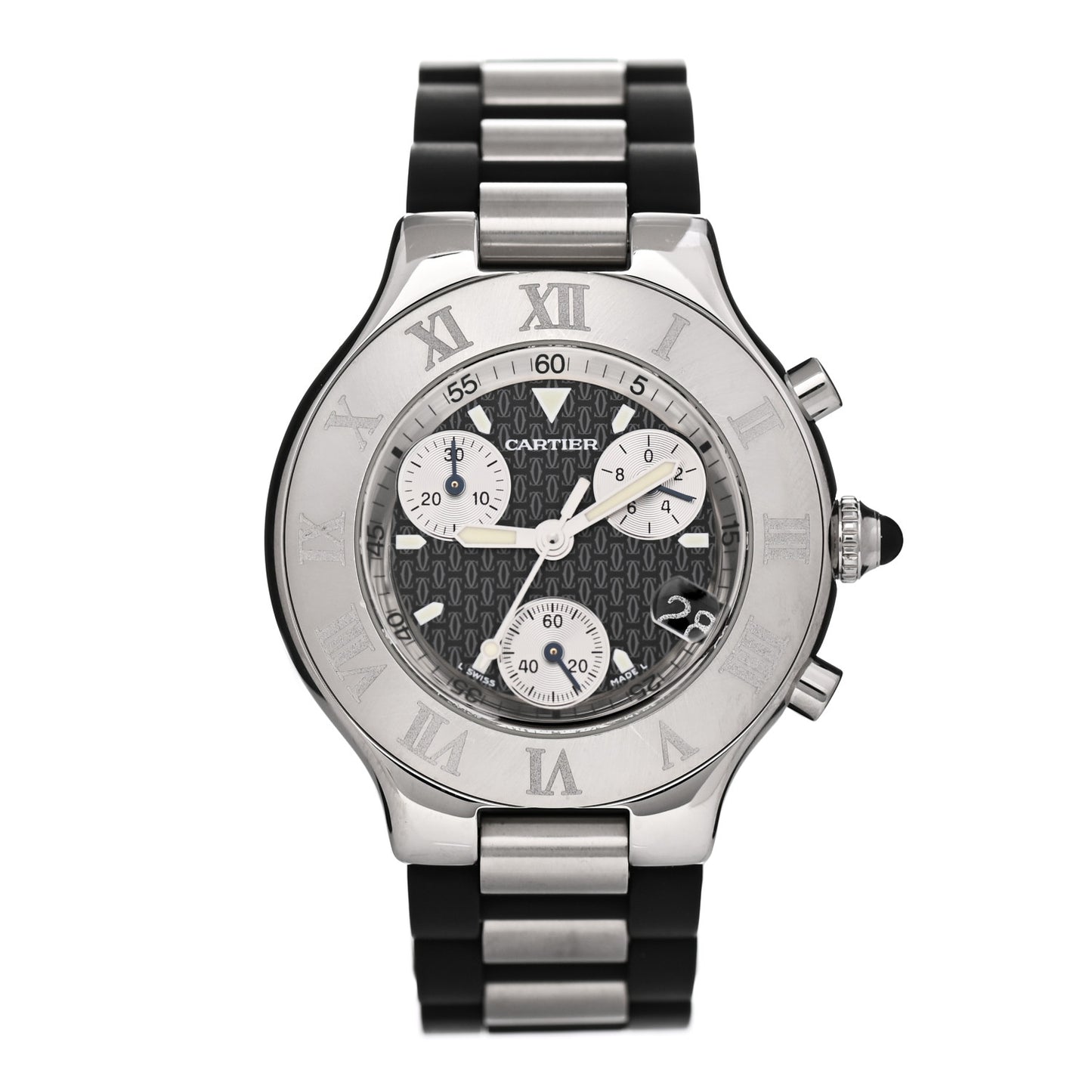 Stainless Steel Rubber 38mm Must 21 Chronoscaph Quartz Watch Black