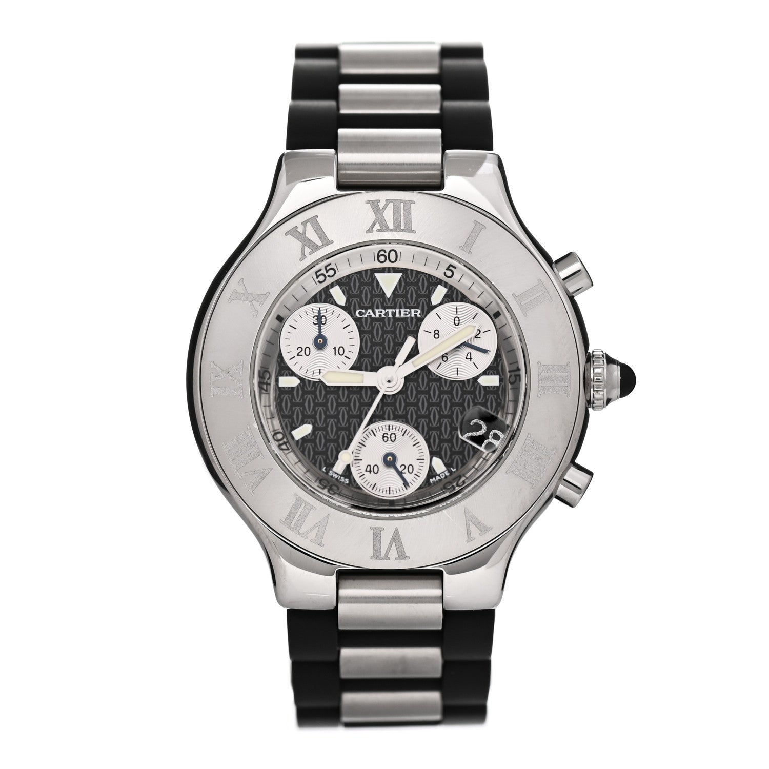 Cartier Stainless Steel Rubber 38mm Must 21 Chronoscaph Quartz Watch Black 1 of 4