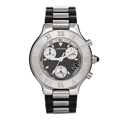Cartier Stainless Steel Rubber 38mm Must 21 Chronoscaph Quartz Watch Black 1 of 4